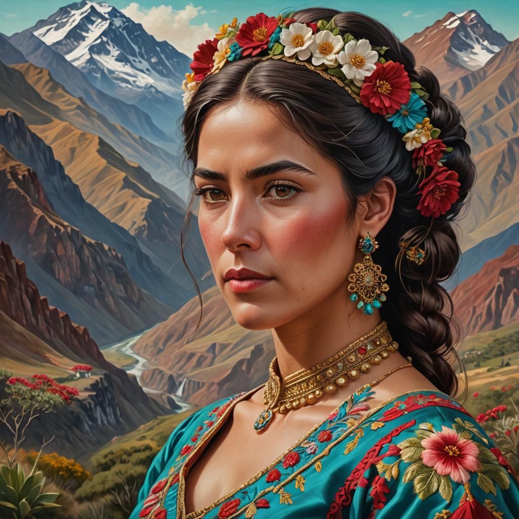 Realistic Portrait of María Adriasola Campillo in Neoclassic...