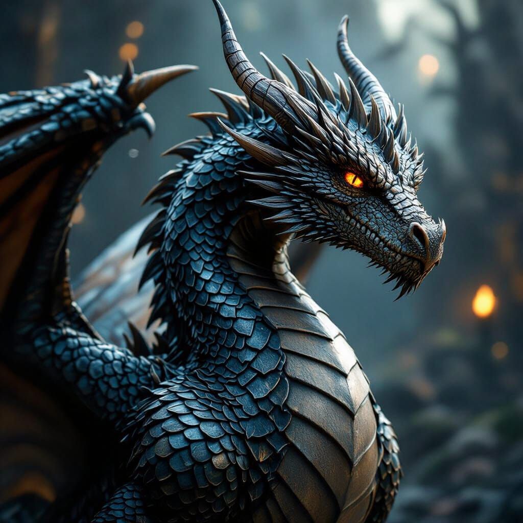 Majestic Dragon in Hyperrealistic HDR Style
