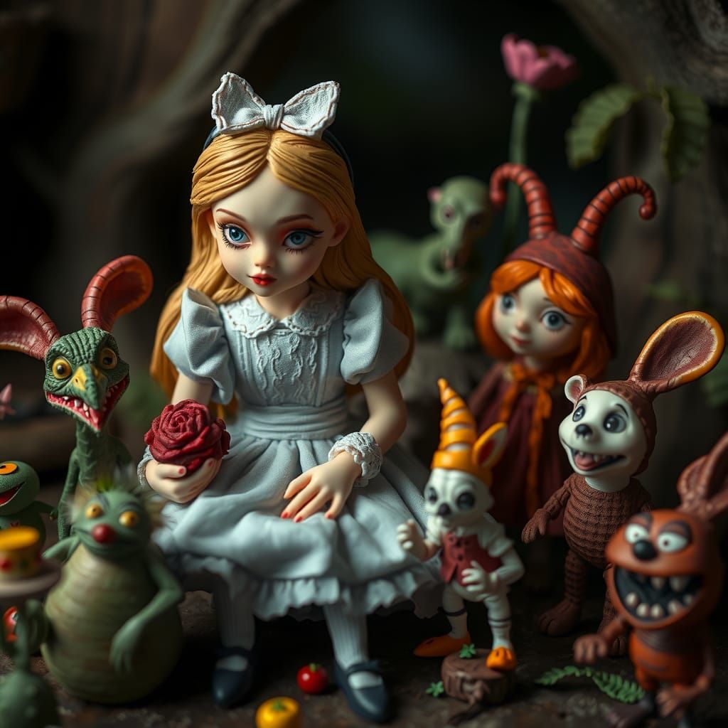 Alice in Wonderland: Plasticine Figures in Cinematic Style
