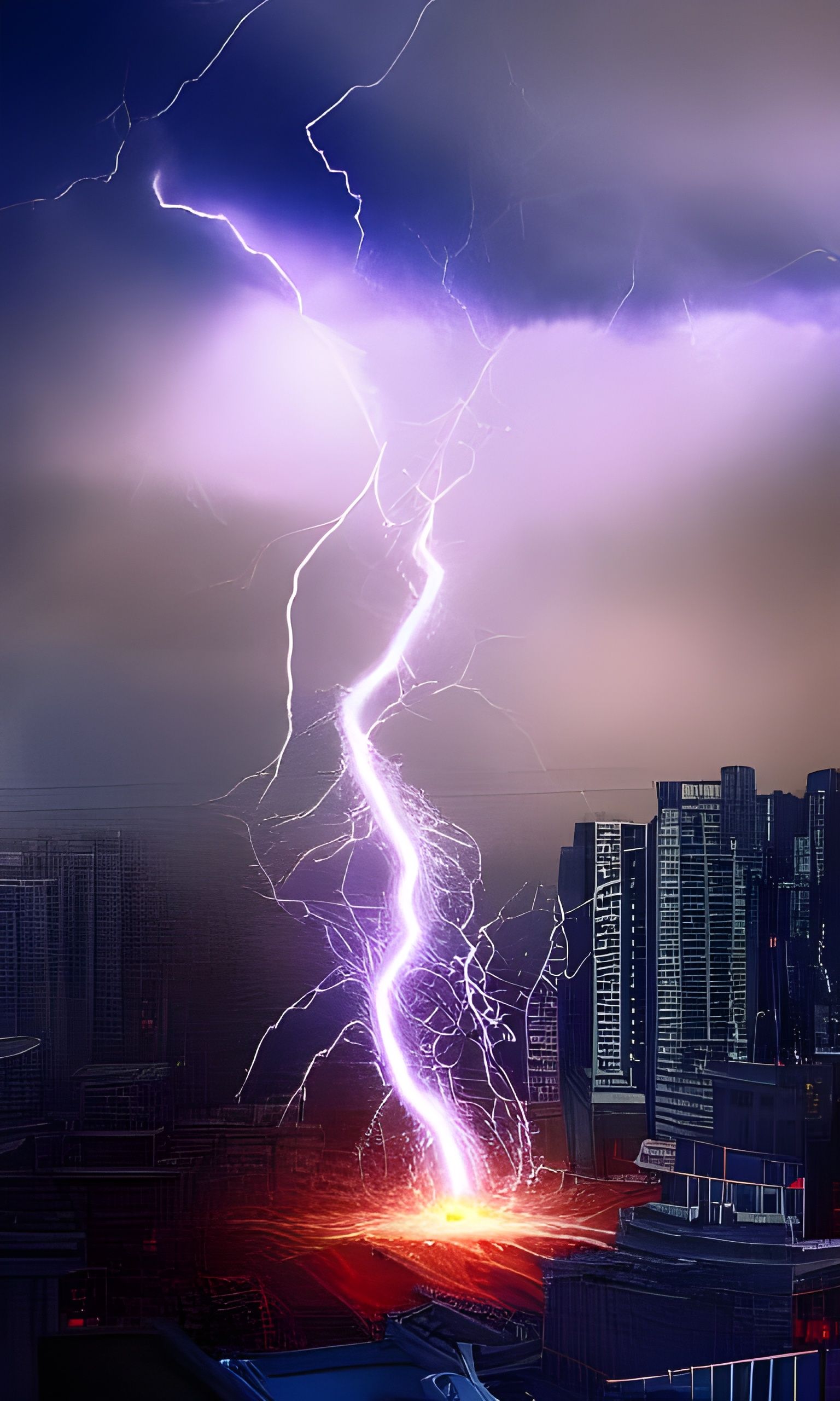 Lightning Tornado Destroys City in Composite Art