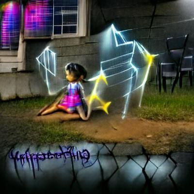Girl Waiting for Falling Stars: Graffiti Concept Art
