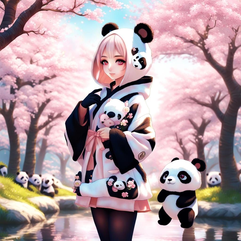 Anime Panda Girl in Detailed 3D Rendering