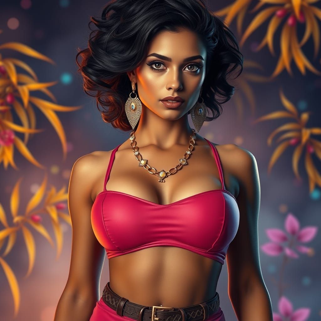 Mystical Indian Woman in Futuristic Realism Style