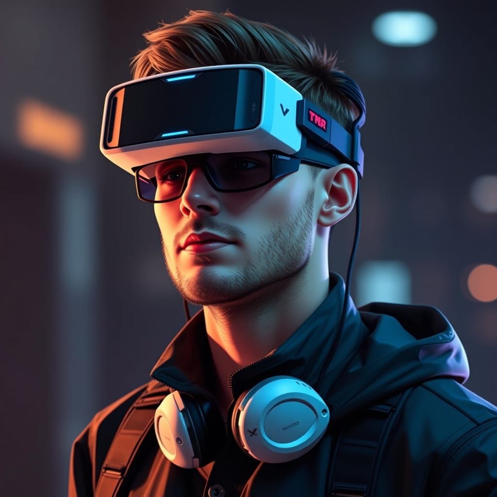 Tech Mogul in High-Tech Futuristic attire