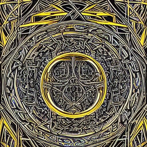 Celtic Druid in Stone Circle: Cubist 3D Rendering