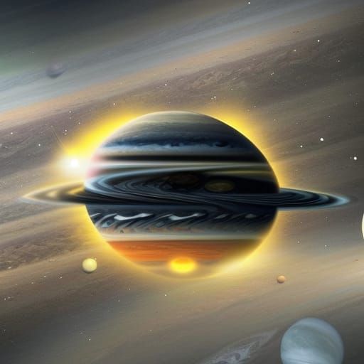 Checkered Spaceship Journey to Jupiter: Digital Matte Painti...