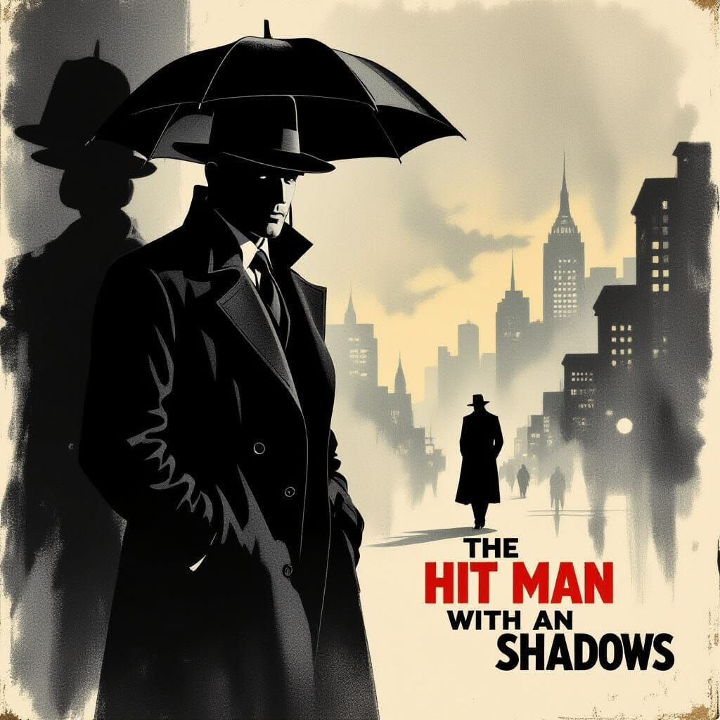 Film Noir Hitman in Shadows with Fedora