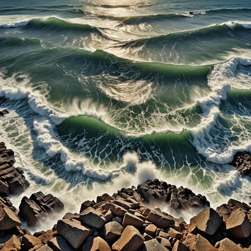 Hyperrealistic Seascape with Soft Waves and Atmospheric Sky