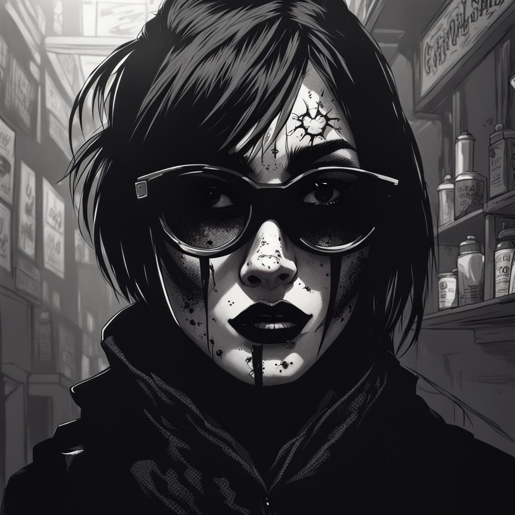 Gothic Model in Manga Comic Book Style