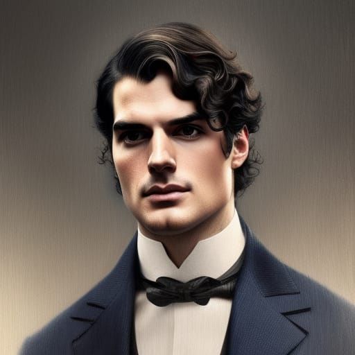 Elegant Edwardian Gentleman Portrait in Art Nouveau Style