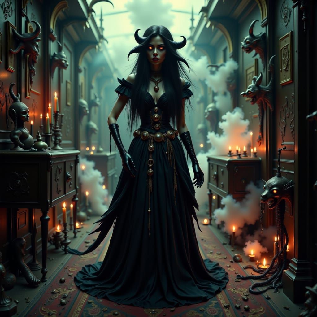 Mysterious Voodoo Woman in Victorian Dress