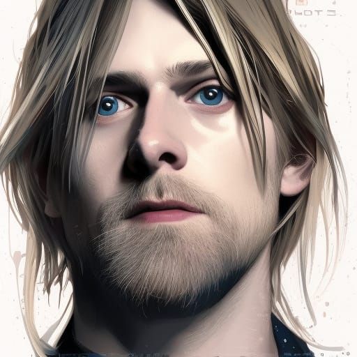 Detailed Portrait of Kurt Cobain in Digital Art Style