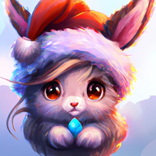 Chibi Baby Bunny Portrait in Santa Hat