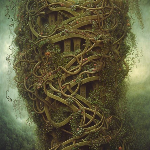 Arcane Vine Staircase: Nature Meets Horror