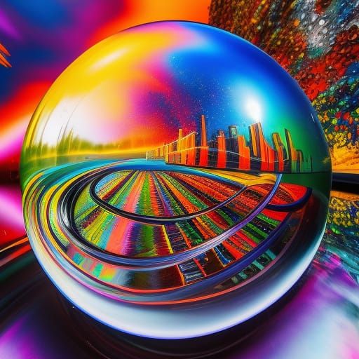 Macro Water Sphere in Graffiti Splash Art Style