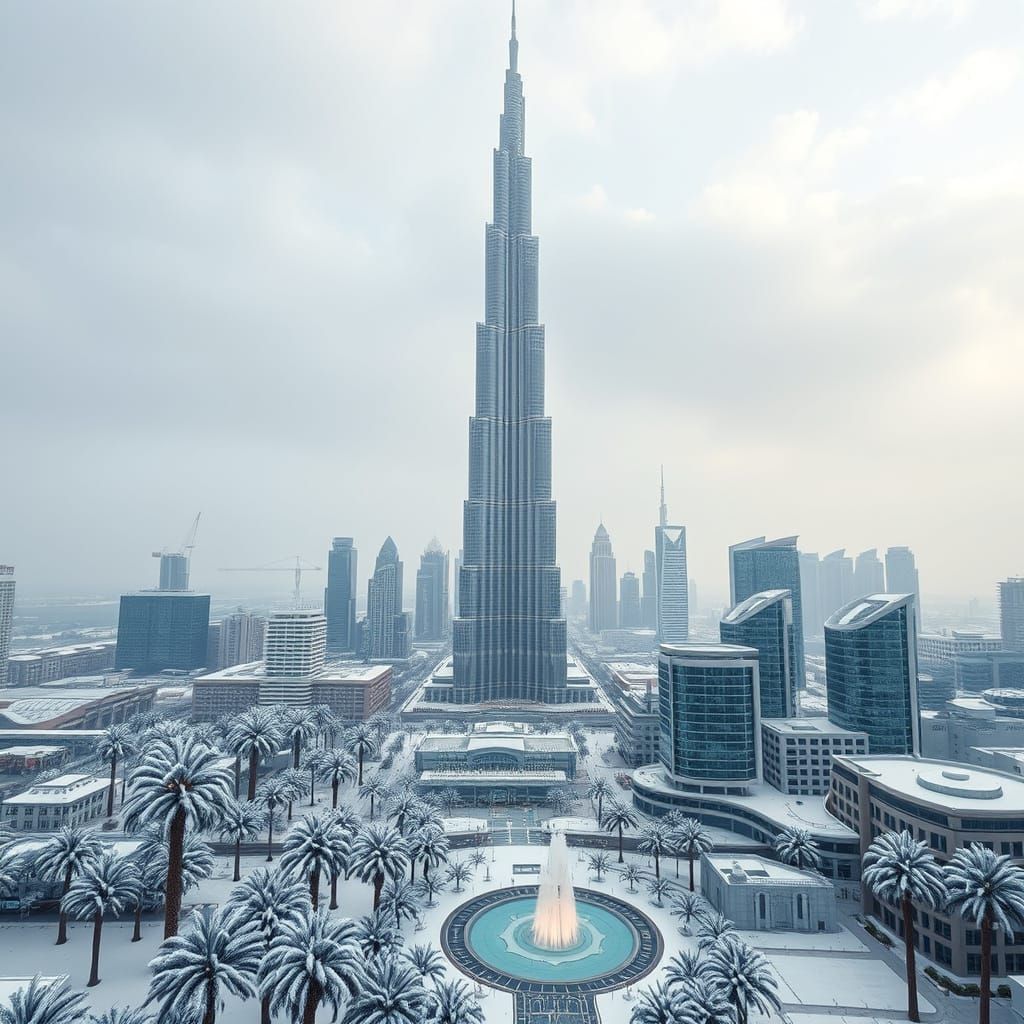Dubai Under Snow: A Photorealistic Winter Dream