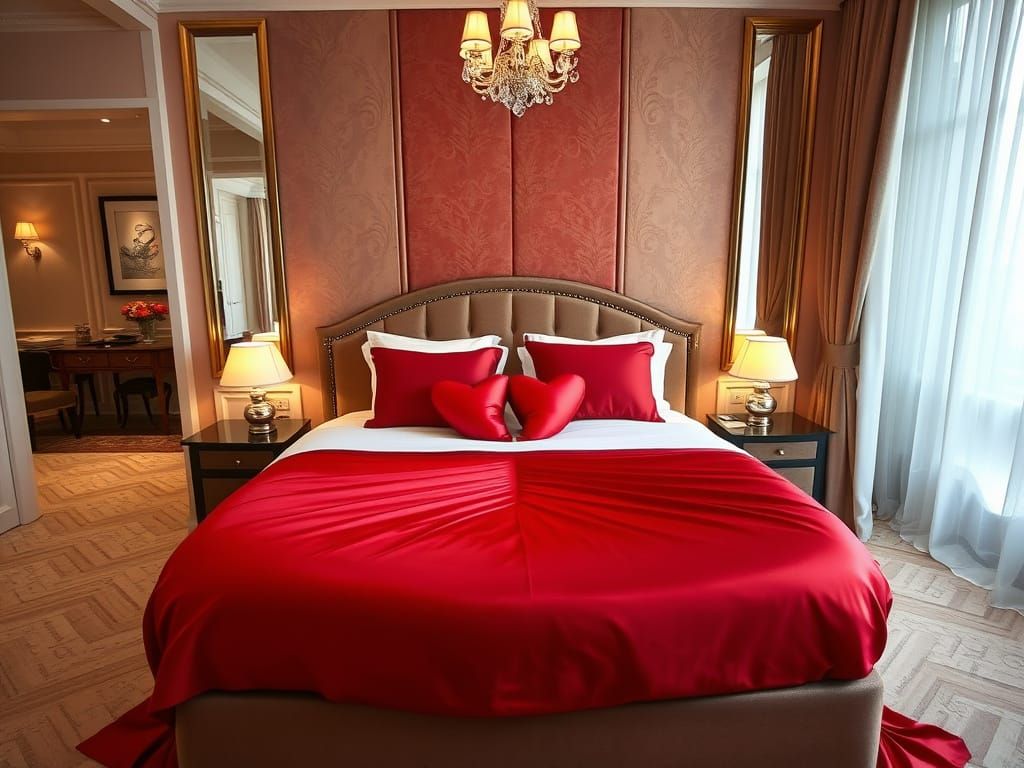 Luxury Honeymoon Suite with Heart-Shaped Bed