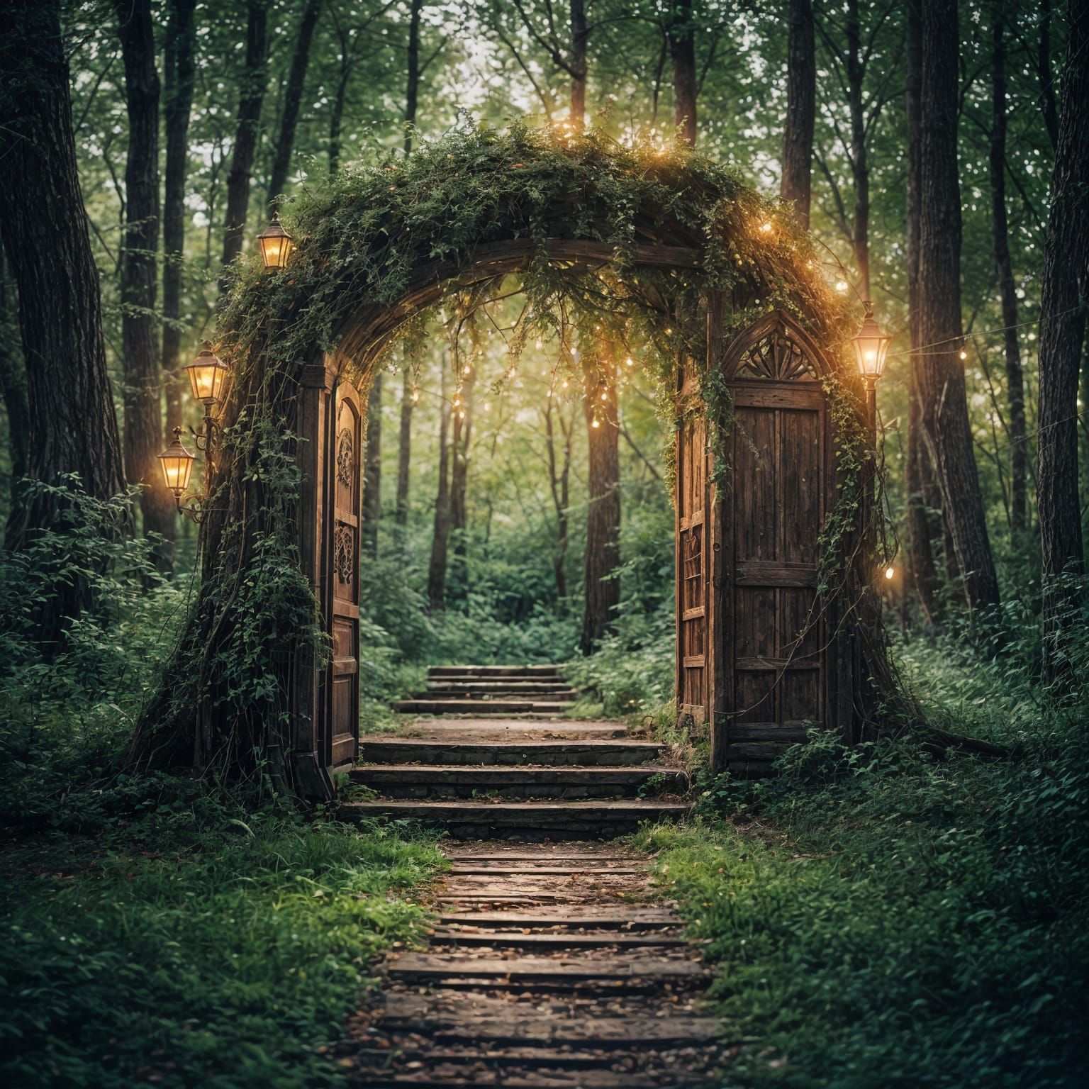 Surreal Magical Woodland Moon Portal in High Detail