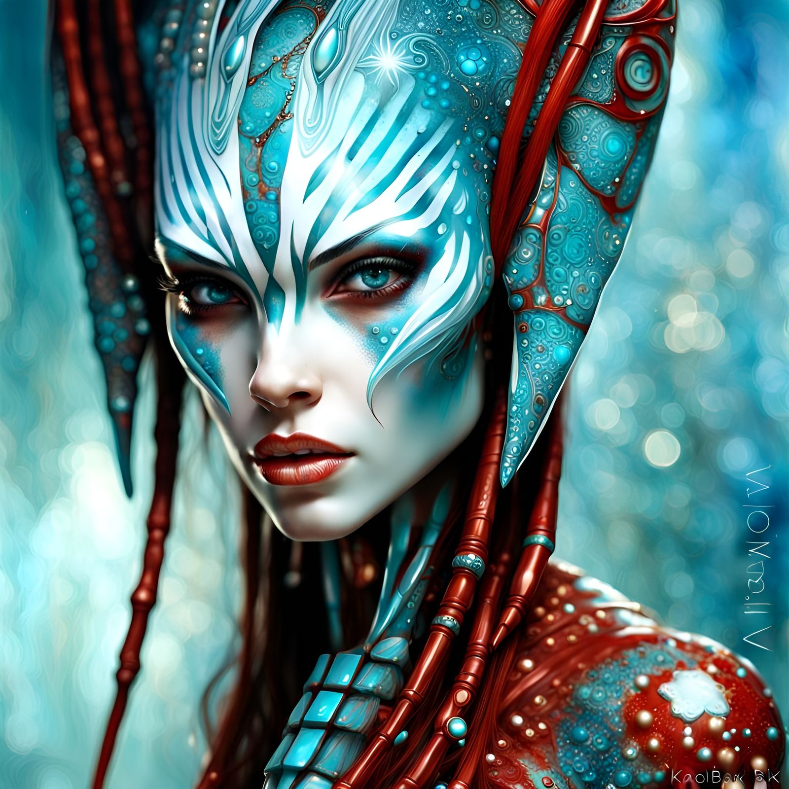 Porcelain Alien with Colorful Markings