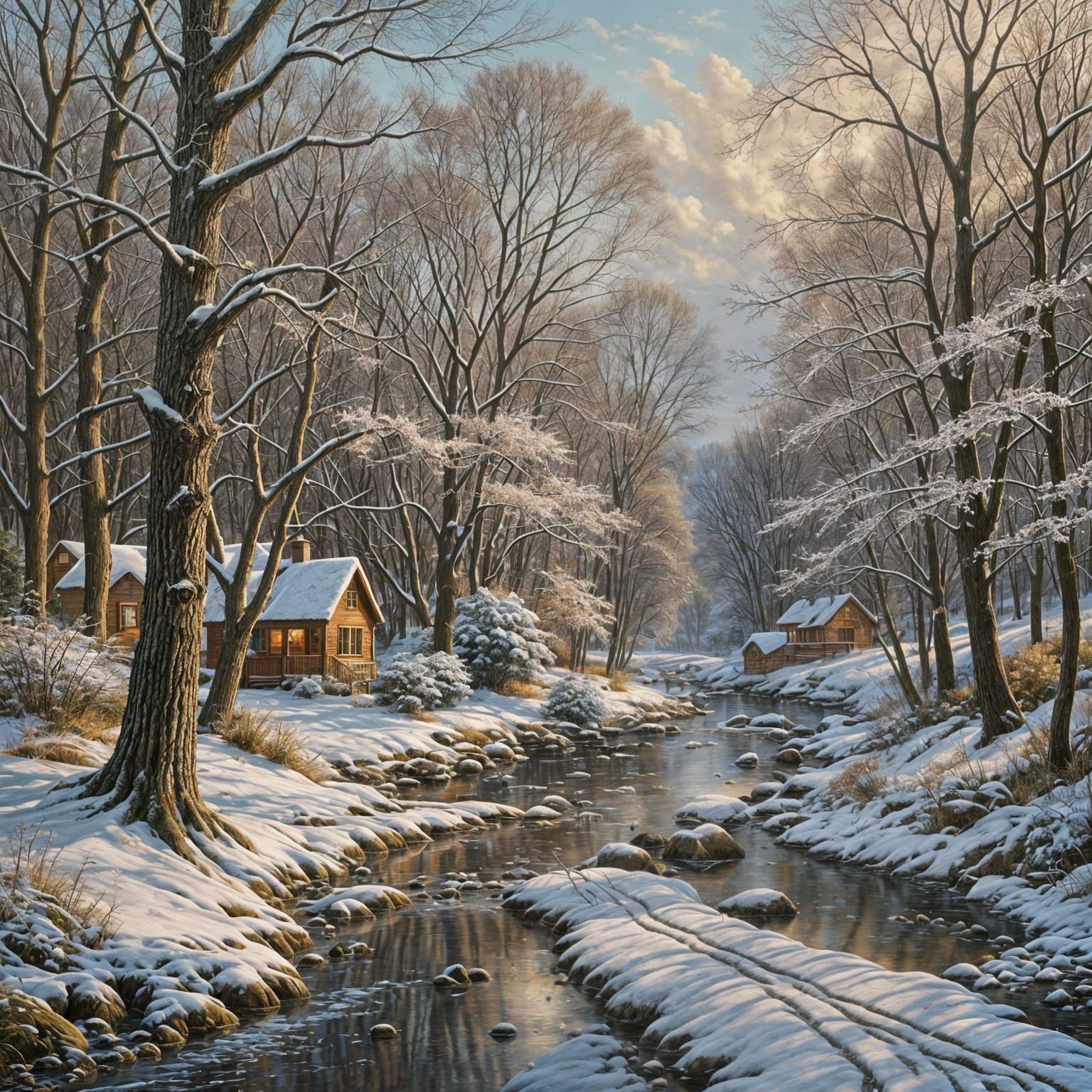 Spring's Approach: A Photorealistic Oil Landscape