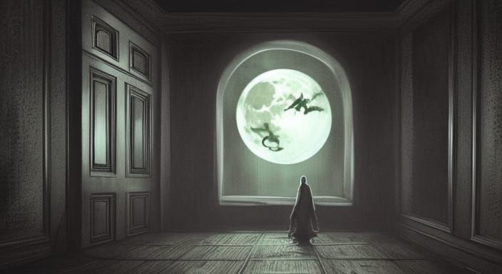 Mysterious Midnight Hallway in Dark Fantasy Style