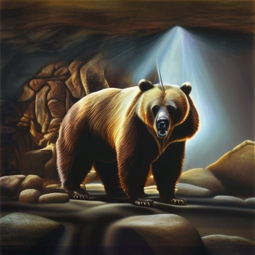 Grizzly Bear In Cave 2