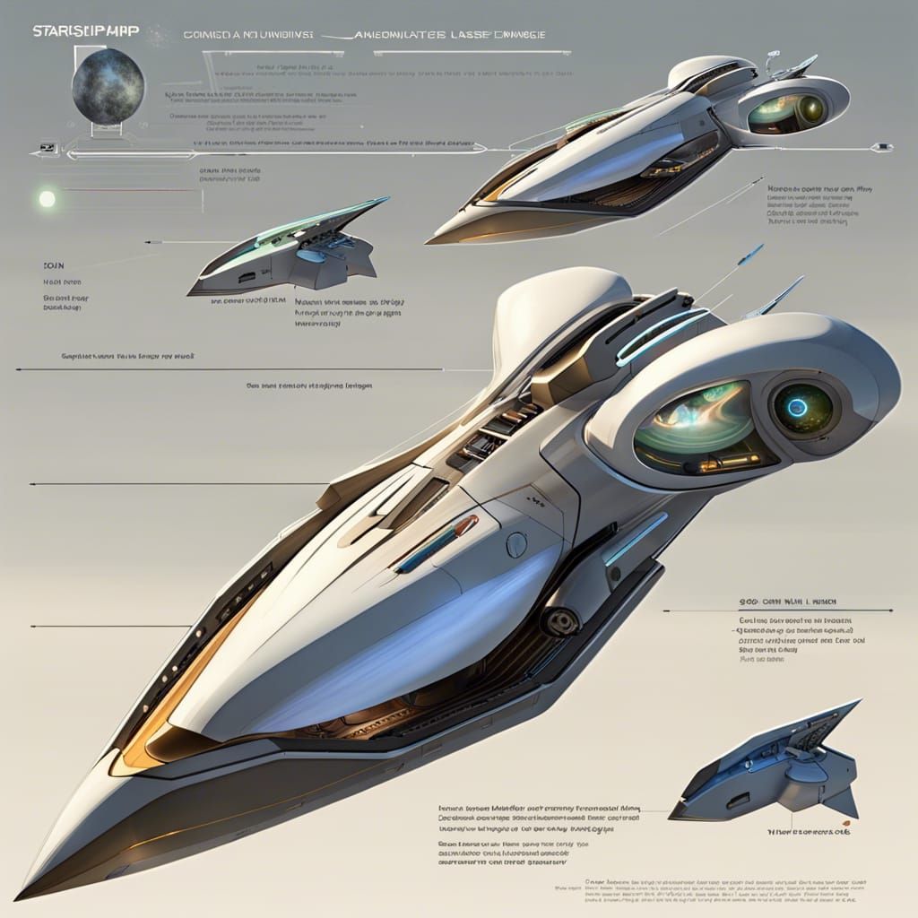 Futuristic Sci-Fi Starship with Laser Cannons