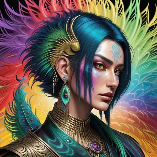 Woman with Dragon Serpent Body in Vibrant Digital Art