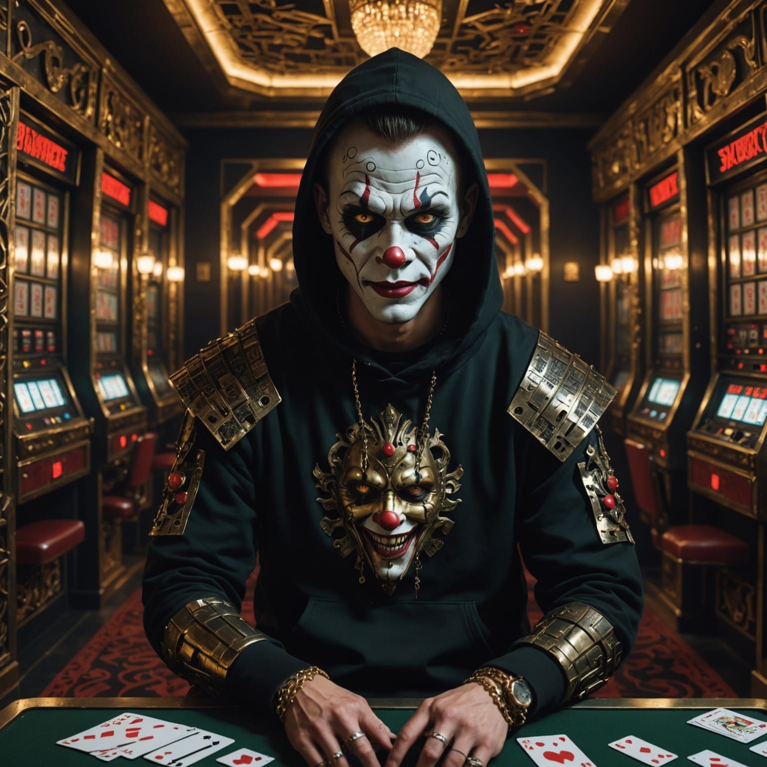 Cyberpunk Casino Vault with Tattooed Artist and Holographic ...