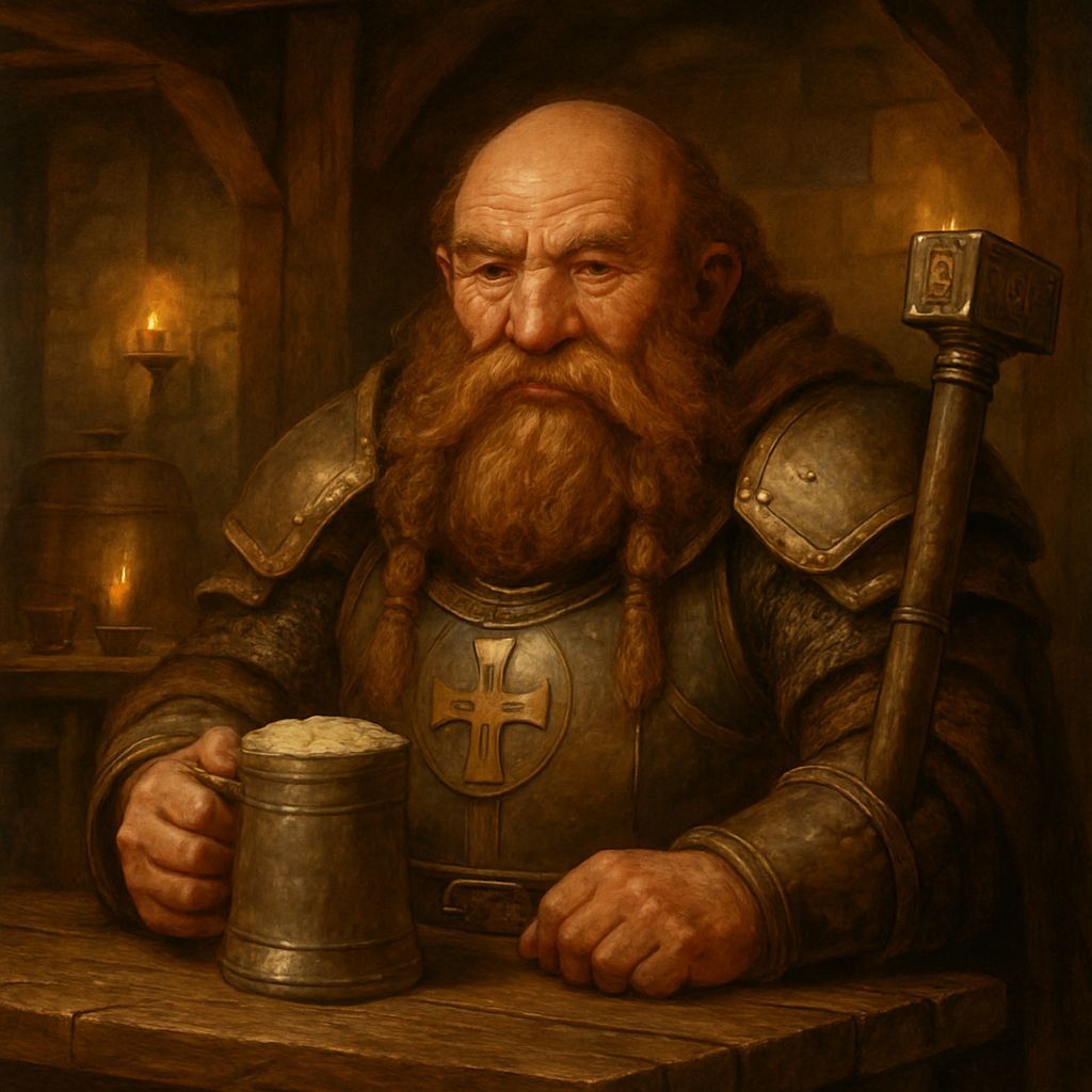 Dwarf Cleric Enjoying Tavern Rest