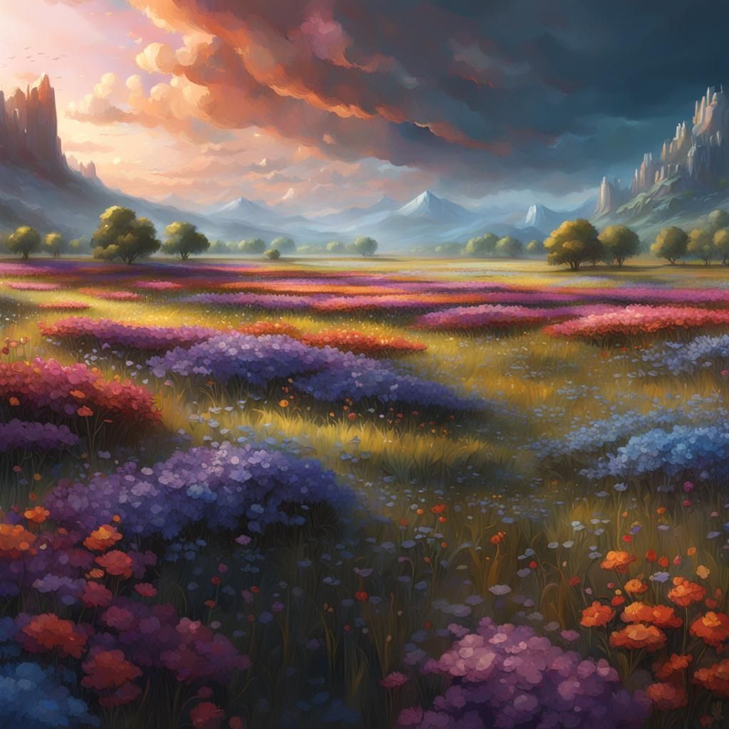 Palette Knife Field: Detailed Matte Painting