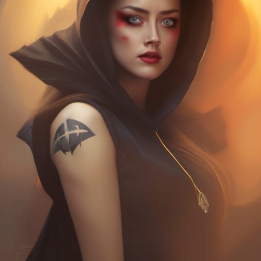 Raven Inspired Portrait in Digital Art Style