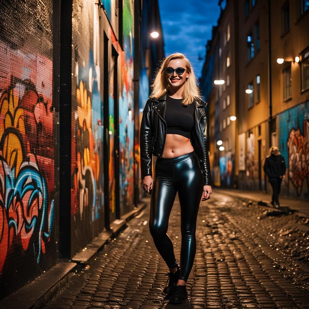 Berlin Nightlife: Woman in Latex, Hyperrealistic Style