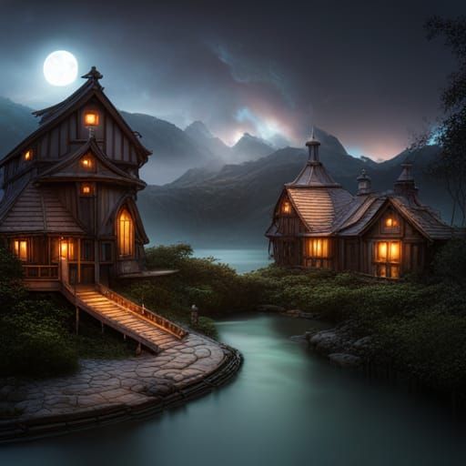 Fantastical Matte Painting of Sadness in Deep Color