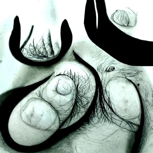 Disturbing Charcoal Drawing: Pimples, Udders, Hairy Nails