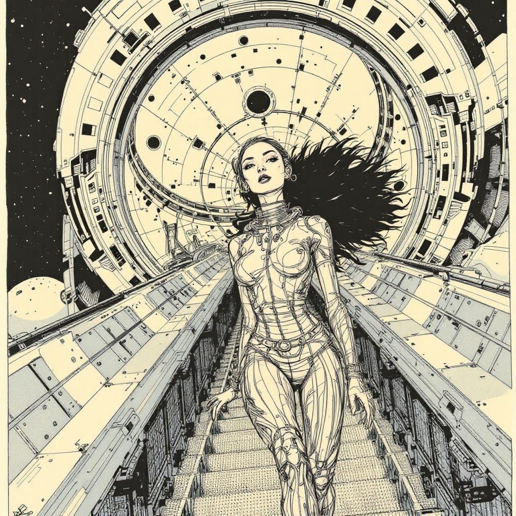 Moebius-Inspired Goddess Walks Down Cosmic Gangway