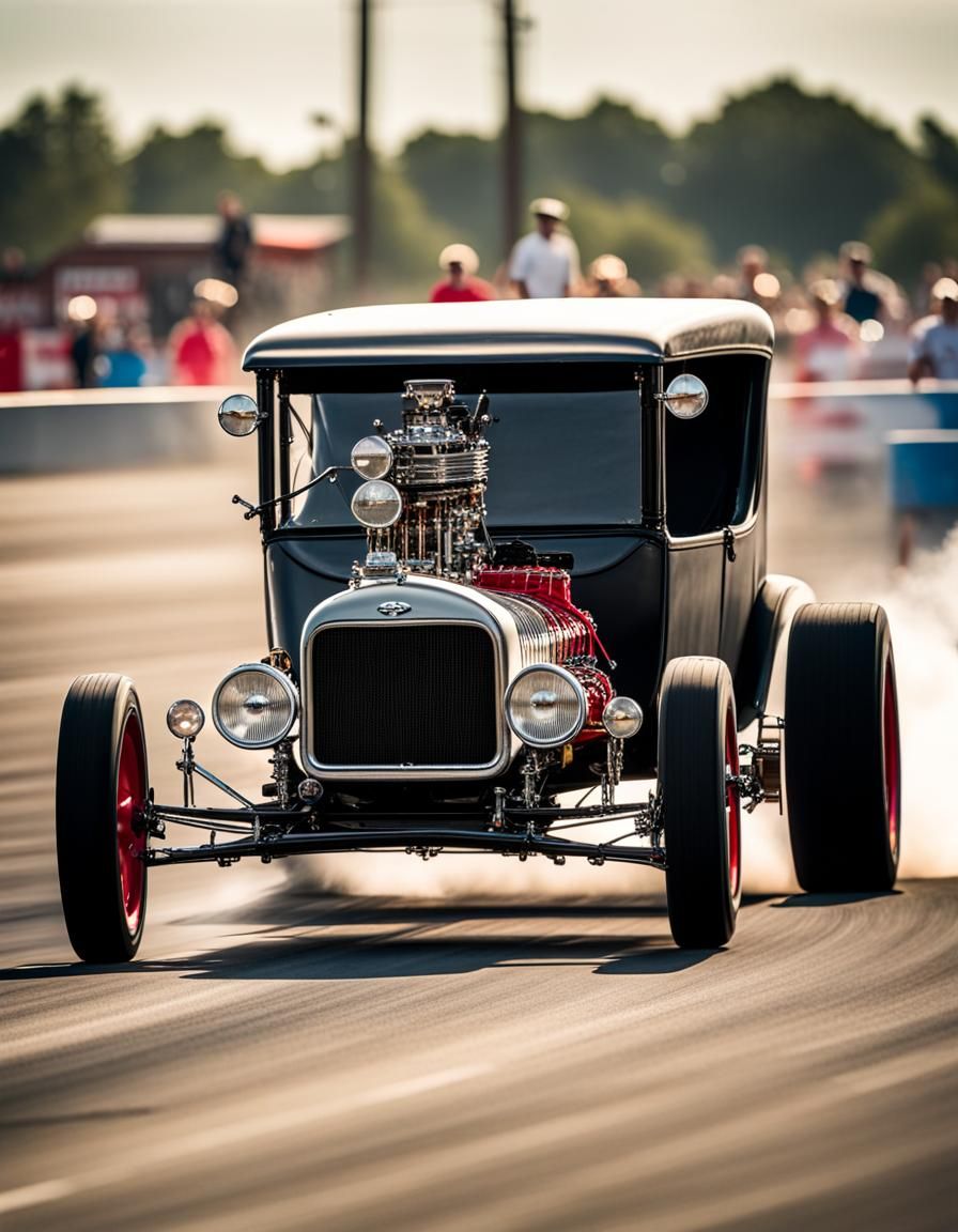 Supercharged V8 Hotrod in Drag Race