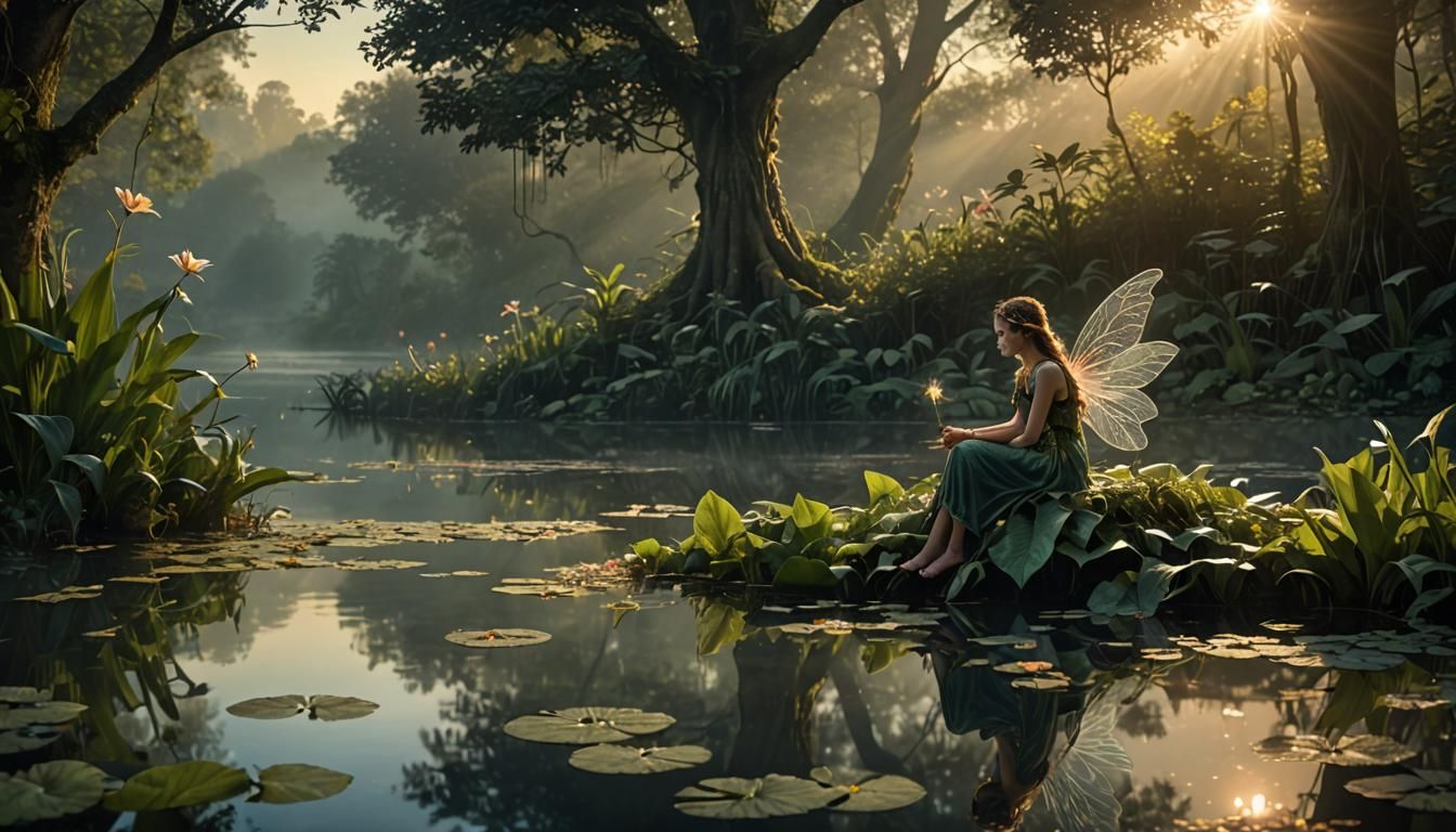 Fairy in Dawn Light: Fantastical Concept Art