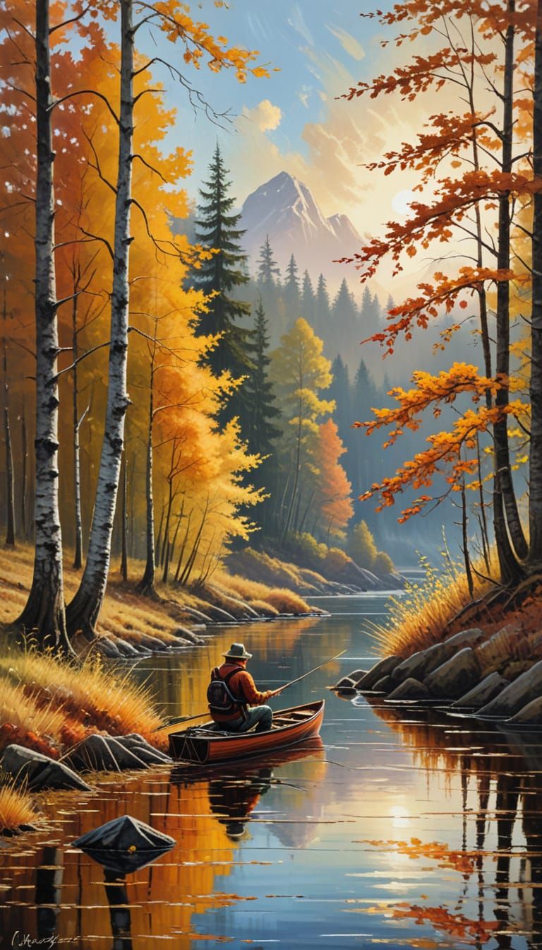 Autumn Landscape in Thick Impasto Oil Painting Style