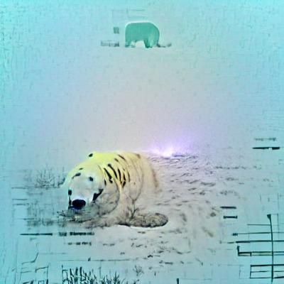 Polar Bear Surviving a Blizzard Whiteout