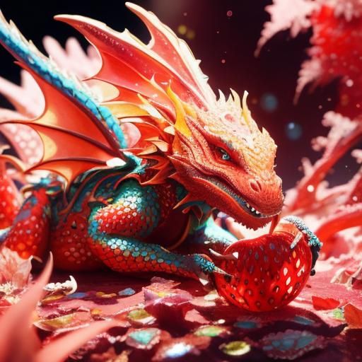 Strawberry Dragon in Candy Art Style