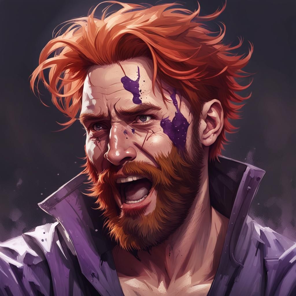 Insane King in Prison Jumpsuit: Digital Portrait