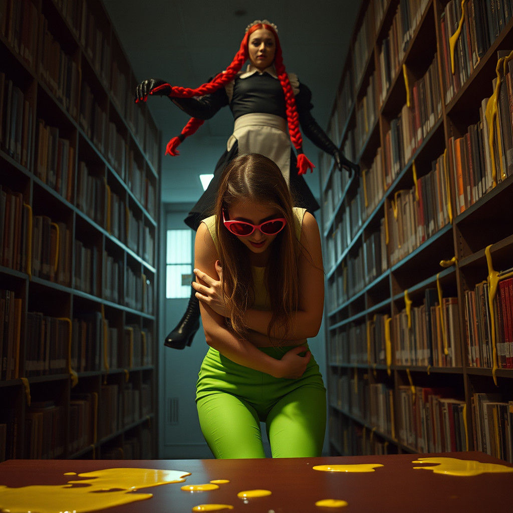 Terrified Librarian and Supernatural Maid in Library