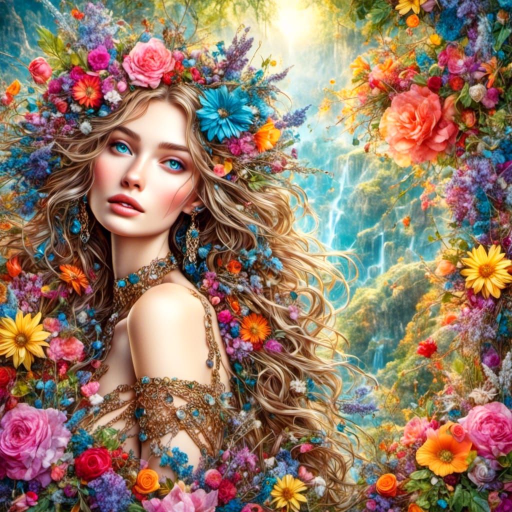 Sparkling Jewel-Adorned Beauty in a Fantasy Setting