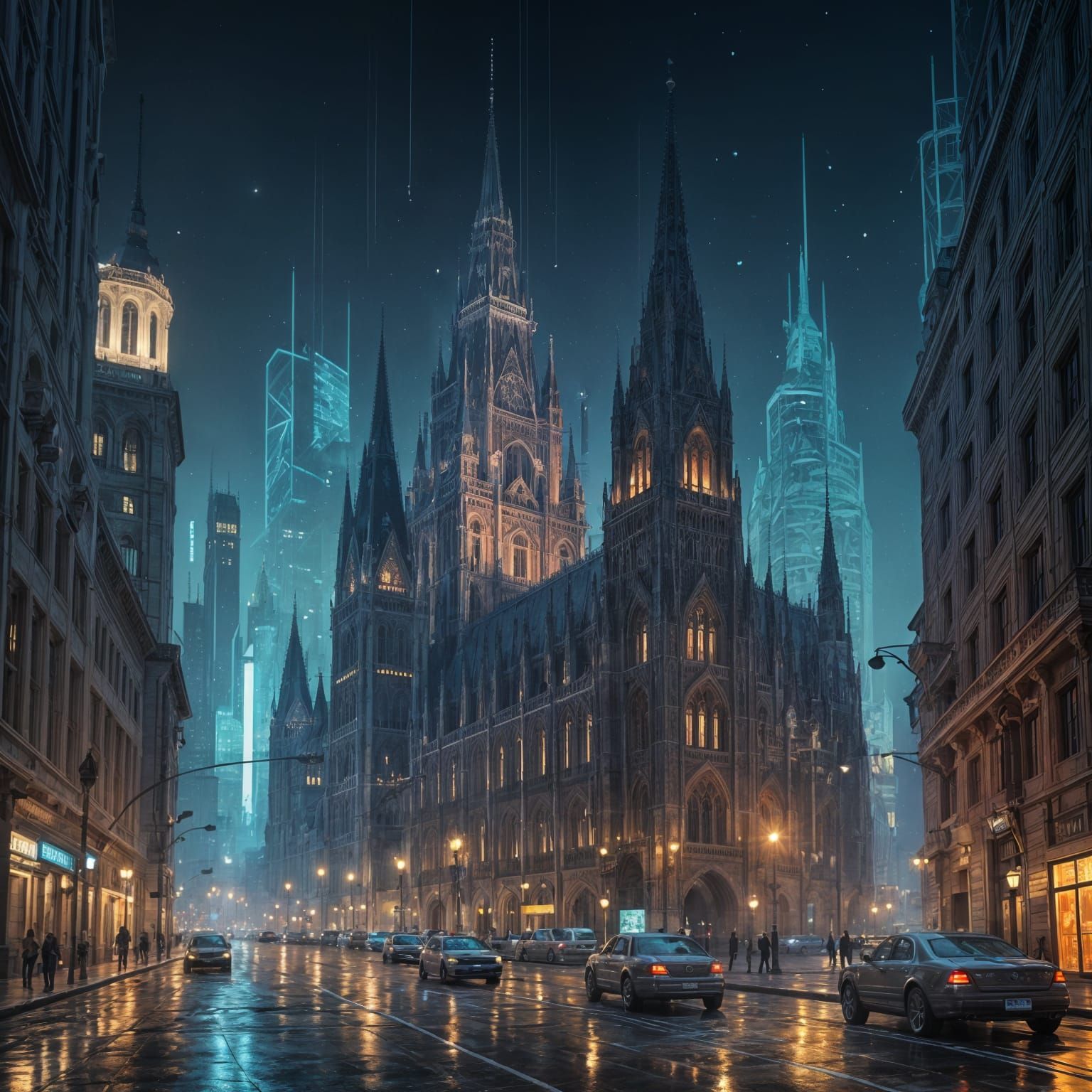 Surreal Neo-Futuristic Rendering of the Hungarian Parliament