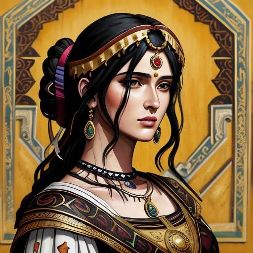 Anime-Style Roman Woman in Ancient City