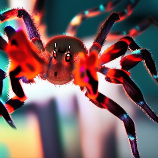 Friendly Furry Spider Concept Art in Warm Colors