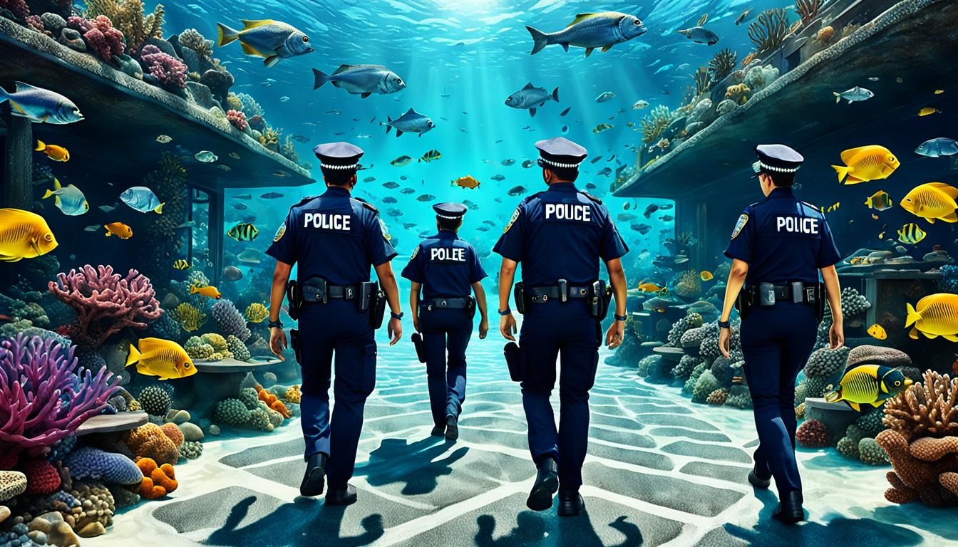 Underwater Police Patrol in a Tropical Reef