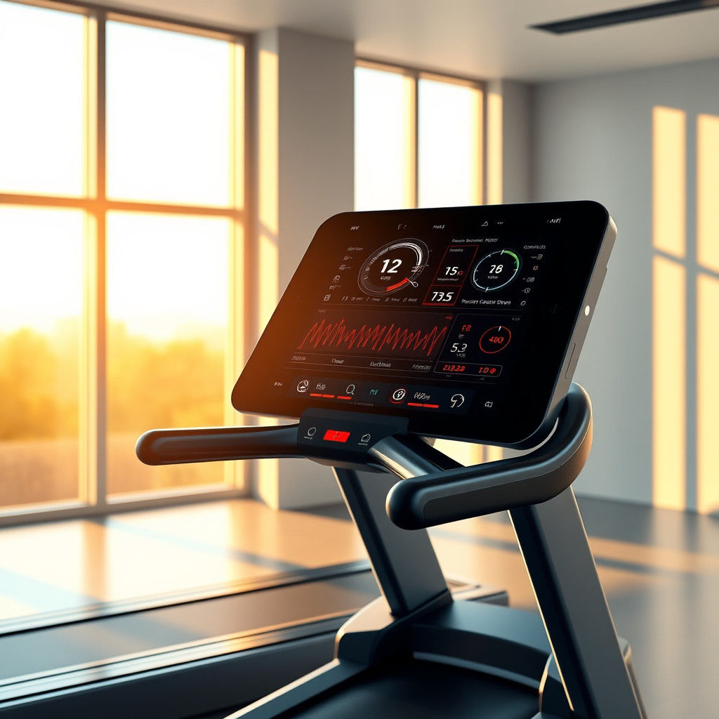 High-Tech Treadmill in Minimalist Gym: Digital Art