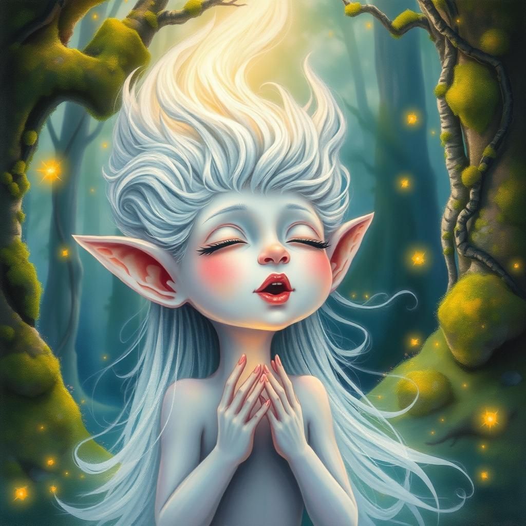 Mystical Troll Singing in Ethereal Forest